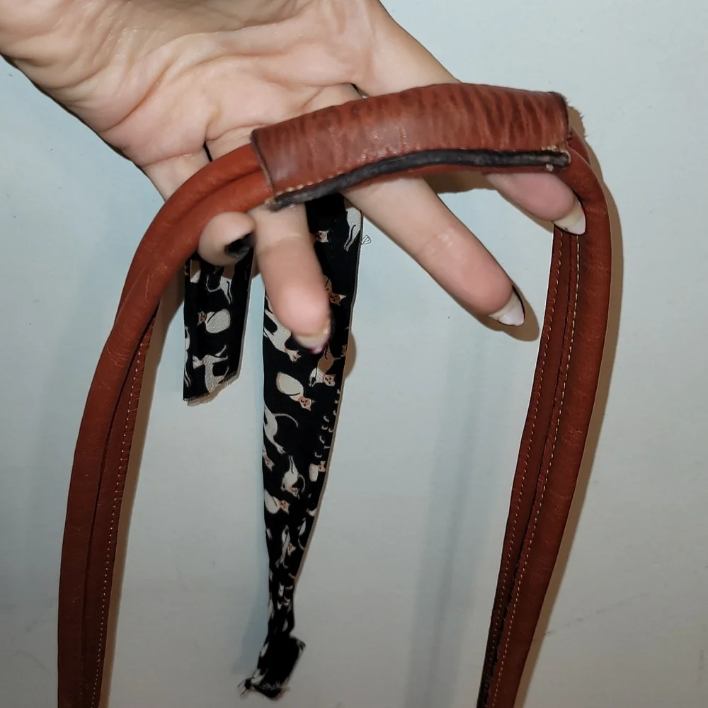 Emporio vintage boho shoulder bag brown leather ties logo